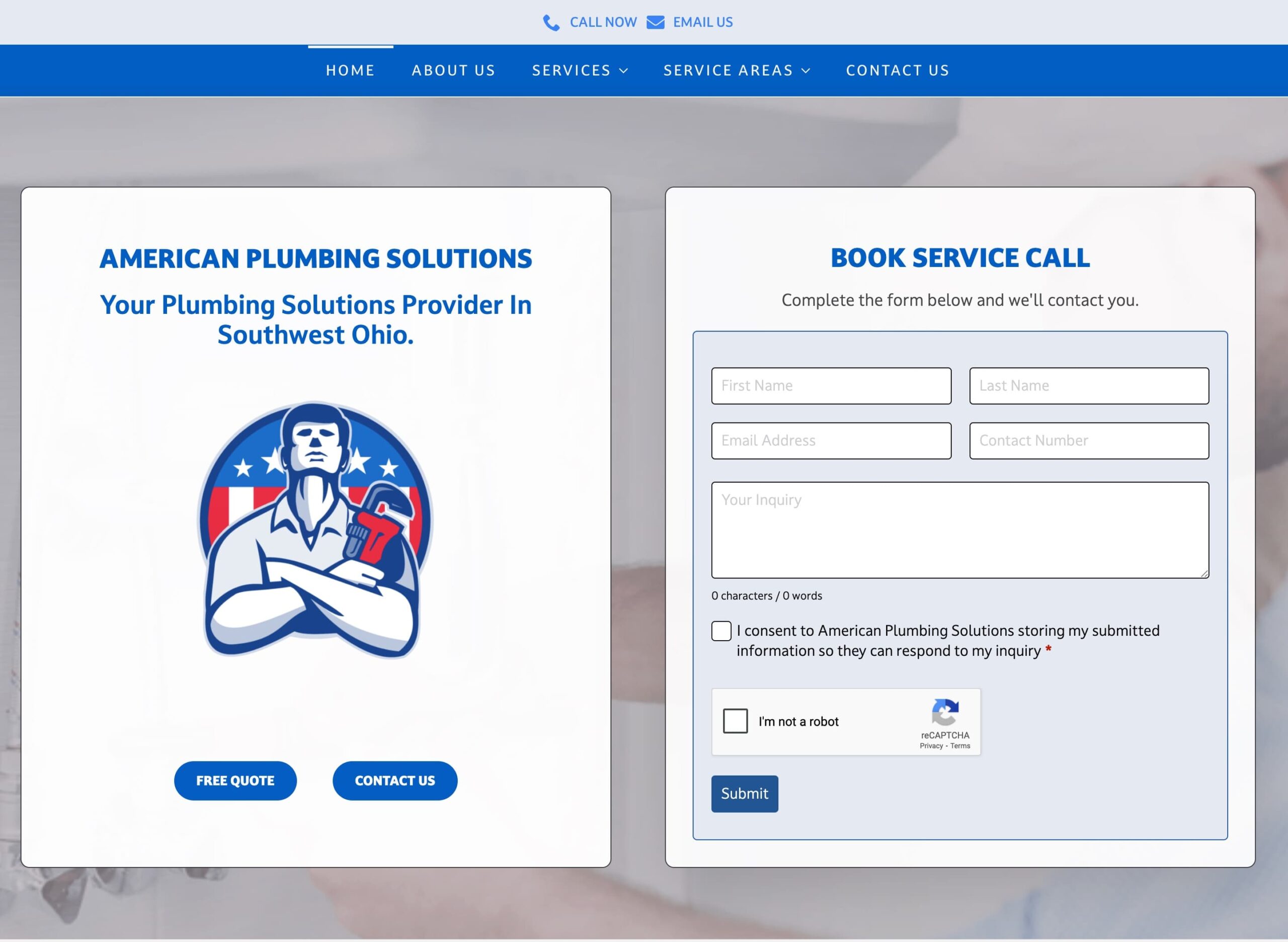 American Plumbing Services Home Page.